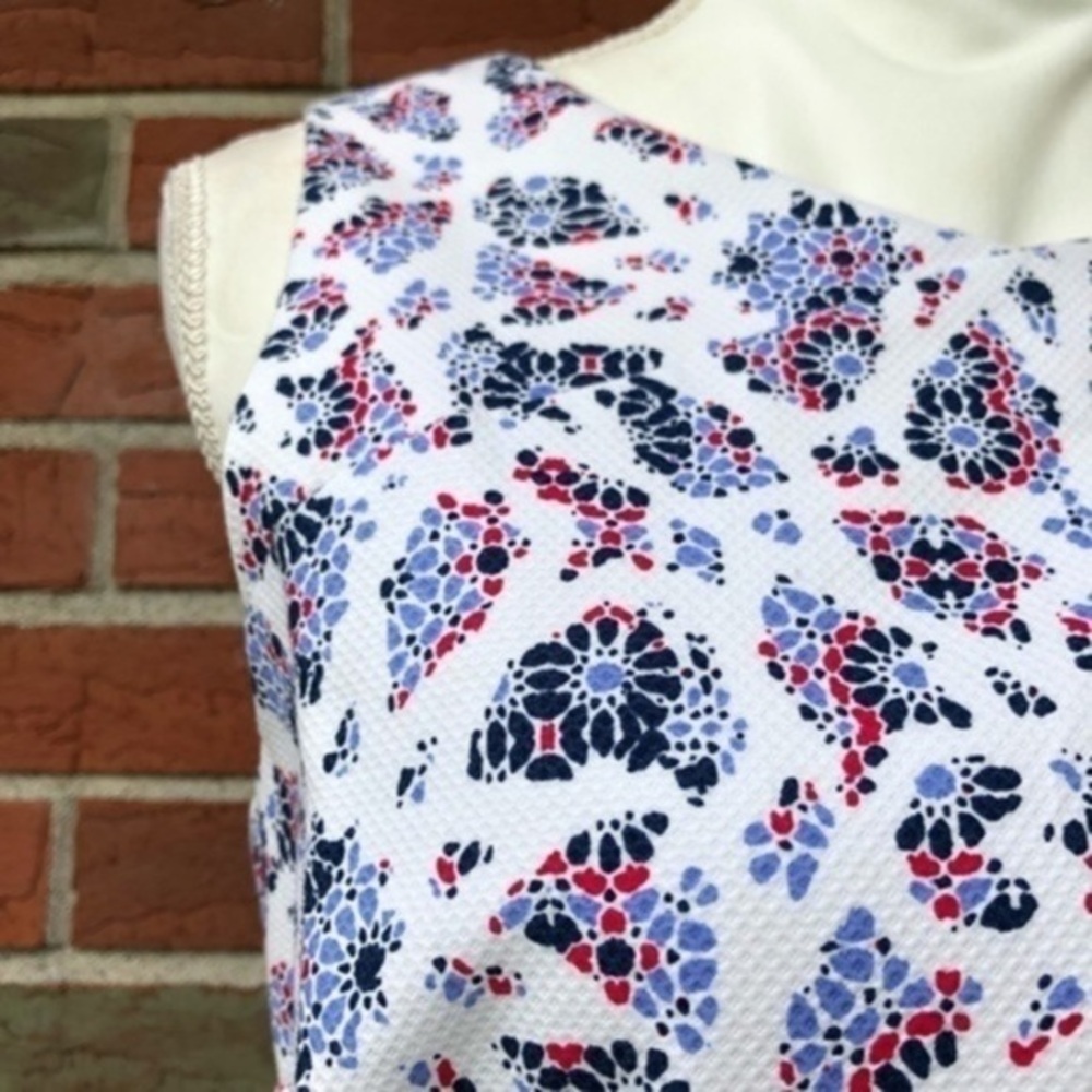 CeCe Mosaic NWT Cutout White Blue Fit & Flare Dress 👗